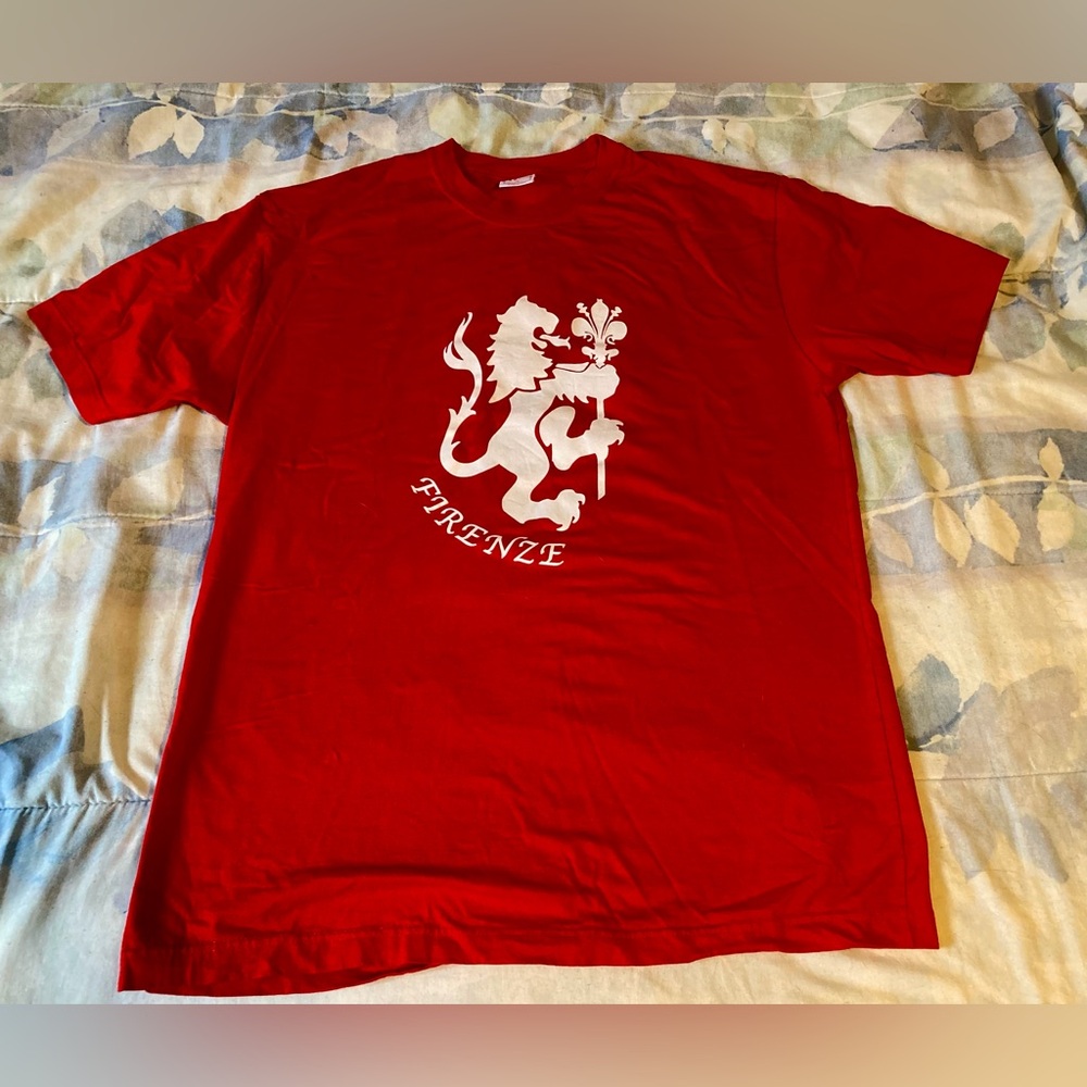 Red Tourist T-shirt from Florence (Firenze) Italy Sightseeing, Italia, Marzocco
